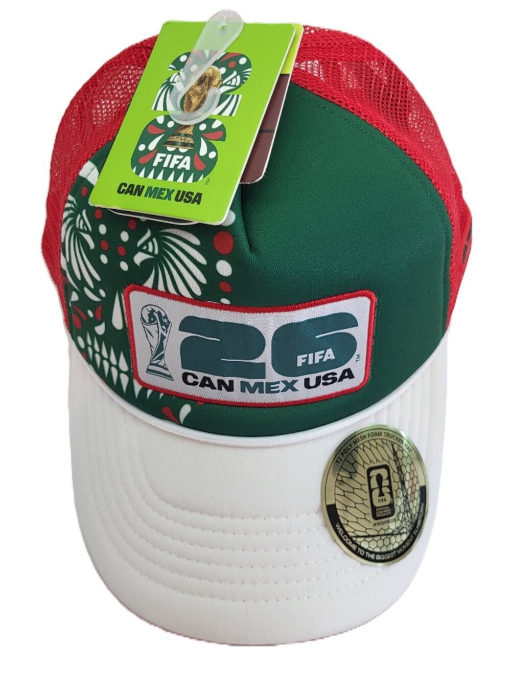 FIFA World Cup 26 CAN MEX USA Trucker Hat Red Green White NWT Official